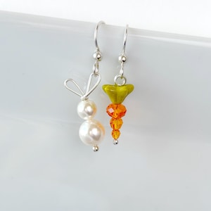 Bunny and Carrot Earrings: Easter Rabbit Jewelry, Farm Birthday Gift