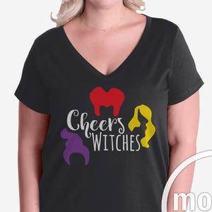 Plus Size Cheers Witches V Neck/Hocus Pocus Vneck/Hocus Pocus Disney Shirt/Cheers Witches Plus Size Shirt/Plus Size MNSSHP Tee/Plus Size Dis Black