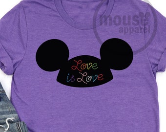 Disney Pride Love is Love Mickey Hat Unisex Family Tee (2T - 3XL) Disney Pride LGBTQ Love is Love Shirt/Disney Gay Days Shirt/Disney Shirt