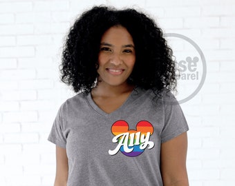 Disney Proud Ally Plus Size Vneck Tee/Disney Pride LGBTQIA+ Plus Size Vneck/Disney Pride Nite Shirt/Disney Proud Ally Tee/Disney Pride Ally