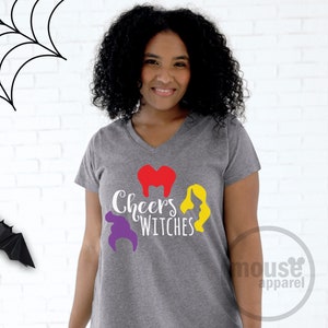 Plus Size Cheers Witches V Neck/Hocus Pocus Vneck/Hocus Pocus Disney Shirt/Cheers Witches Plus Size Shirt/Plus Size MNSSHP Tee/Plus Size Dis Granite Heather