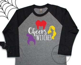 Disney Halloween Cheers Witches Mickey Raglan Tee/Disney Raglan Halloween Tee/Disney Hocus Pocus Sanderson Sisters Halloween Raglan MNSSHP