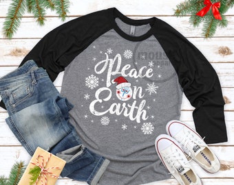 Peace on Earth Small World Disney Christmas Raglan Tee/Peace on Earth Tee/Disney Unisex Raglan/Disney Christmas Shirt/Unisex and Kids Disney