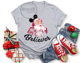 Mickey Santa Believer Disney Unisex Shirt/Disney Christmas Mickey Santa Shirt/Santa Believer Mickey Disney Unisex T-shirt/ Unisex Kids Tee