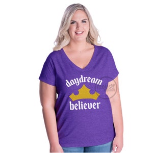 PLUS SIZE Daydream Believer Princess Aurora Sleeping Beauty V-Neck/Disney Aurora Ladies Shirt/Disney Sleeping Beauty Shirt/Plus Size Disney Vintage Purple