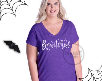 Plus Size Disney Halloween Bewitched Mickey VNeck/Disney Halloween Bewitched Shirt/Plus Size Halloween Bewitched Hidden Mickey Vneck/Disney