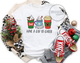 Have a Cup of Disney Cheer Unisex Shirt/Disney Christmas Mickey Coffee Cheer Shirt/Mickey Disney Unisex T-shirt/Kids Tee/Coffee Disney tee