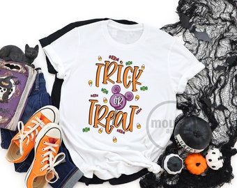 Disney Halloween Trick or Treat Unisex Shirt, Disney Halloween Shirt, Disney Hidden Mickey Halloween Tee, Halloween at Disney Tee, Halloween