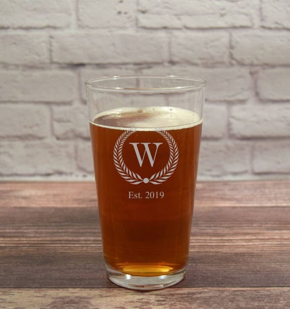 Etched Pint Glasses Etched Beer Glass Wreath Beer Glass Etsy