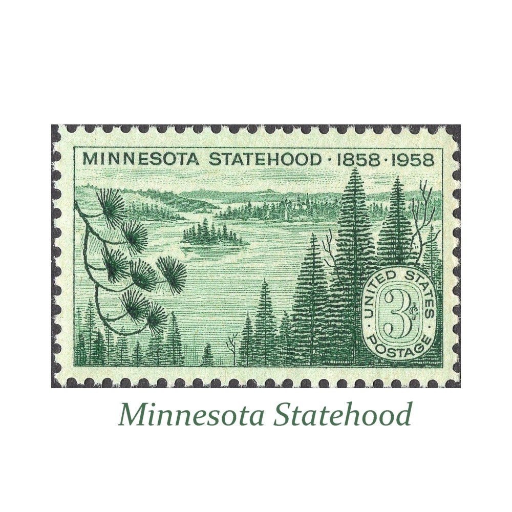 3c Minnesota Statehood Stamp .. Vintage Unused US Postage Stamps Lakes