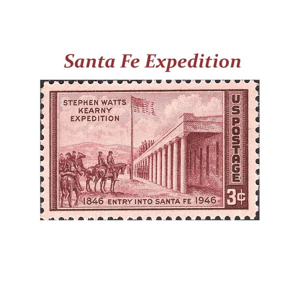 Ten 3c Santa Fe Expedition | Unused US Postage Stamps | Southwestern Wedding | New Mexico | Brown stamp | Art Museum | Stamps for Mailing