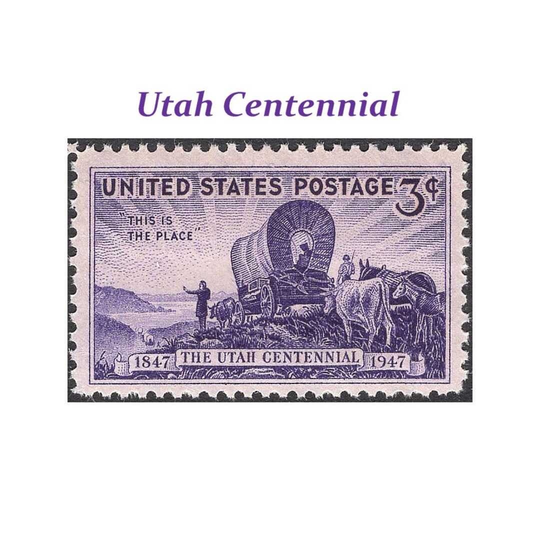 Ten 3c Utah Centennial Unused US Postage Stamps Wagon Train Mormans