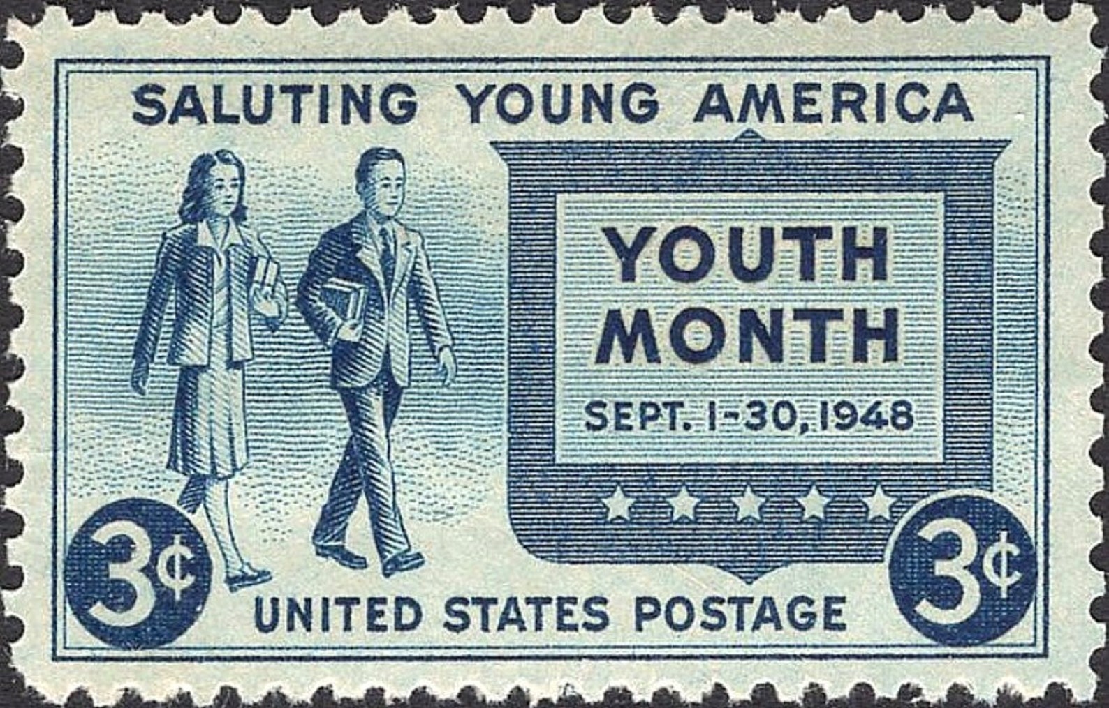 Ten 3c Youth Month Unused US Postage Stamps Saluting Young America