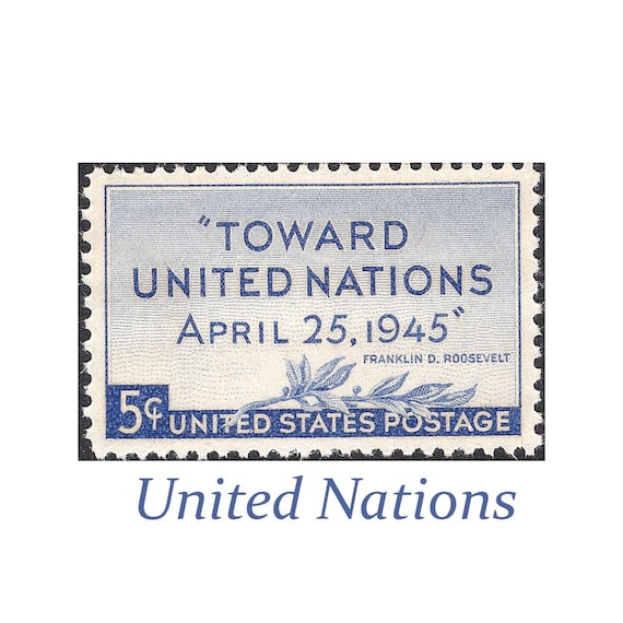 Ten 5c United Nation Unused US Postage Stamps WWII San Francisco World  Peace Franklin Roosevelt Blue Stamps for Mailing 