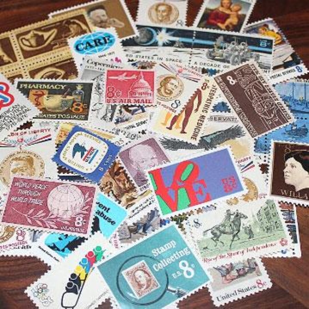 50 Unused Vintage 8c US Postage Stamps From the 1960s and 1970s .. Grab ...
