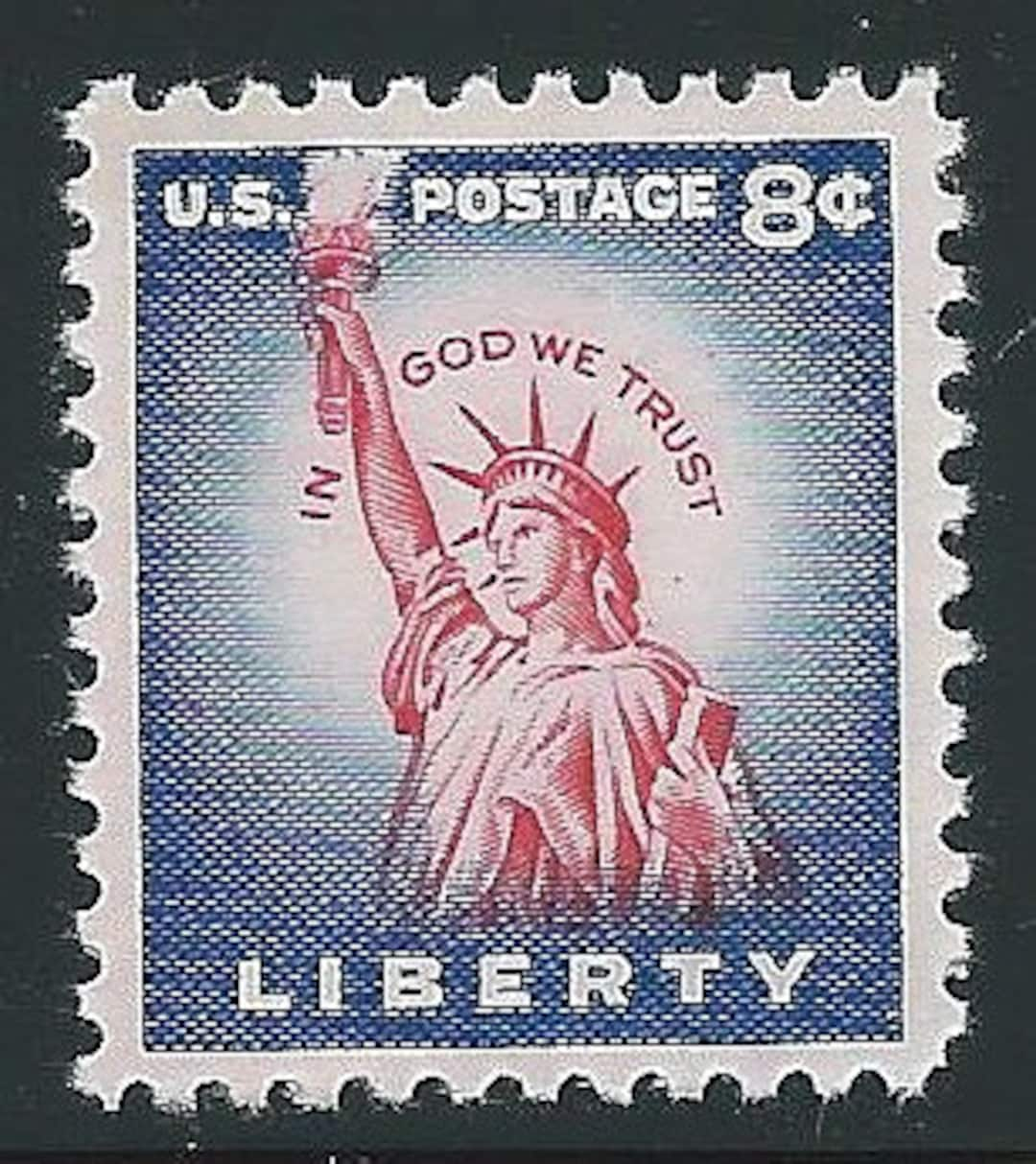 8 Cent Statue of Liberty Stamp Issued 1956 .. Vintage Unused US Postage  Stamp .. Pack of 10 