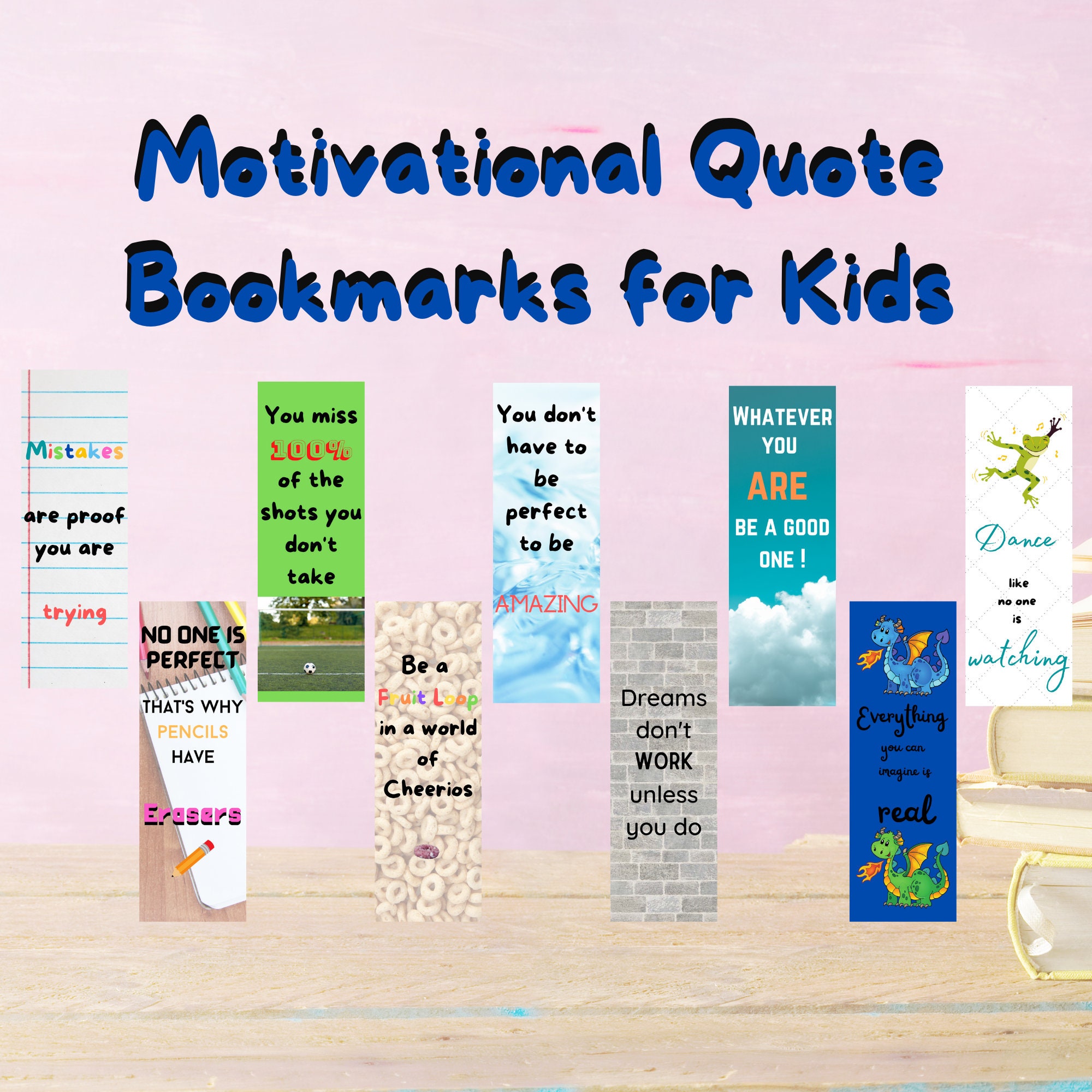 Motivational Quote bookmarks for kids | Etsy