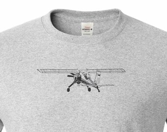 Wigla PLZ - 104 Airplane Drawing printed on T shirt.  STOL. DRACO Bush Plane.
