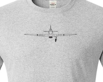 Hawker Hurricane Drawing printed on t shirt. Front view image. warbird gift.