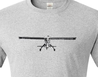 WILGA PLZ-104 front view drawing printed on t shirt. STOL airplane.