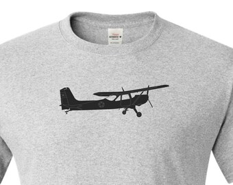 Cessna L 19 Bird Dog drawing printed on T shirt. Airplane, Pilot gift