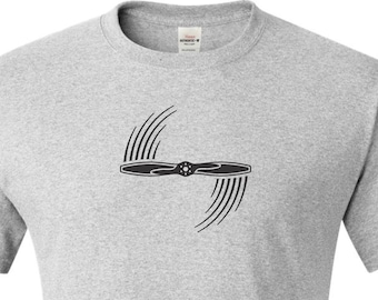 Airplane Propeller drawing printed on T Shirt. Aviation art gift.