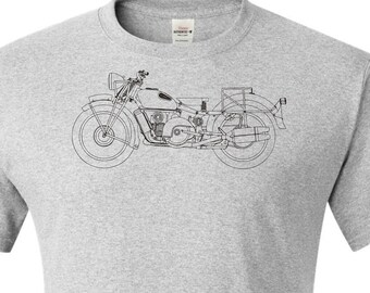 Moto Guzzi Motorcycle, Line Drawing Printed on Men's T shirt. Vintage Italian motorcycle, motorcycle gift, gift for biker. Free Shipping