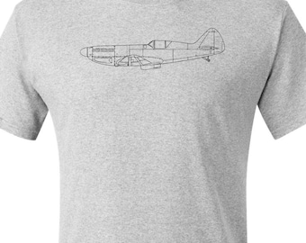 Me 109 Drawing Printed on T shirt. Gift for Pilot. warbird fan.