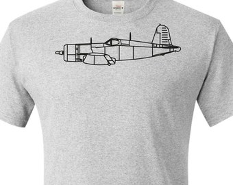 F4U Corsair, printed on men's T-shirt, gift for pilot, gift for dad, WW2 airplane, navy fighter, warbird shirt, Free Shipping.