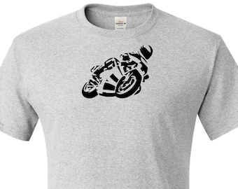T-shirt med teckning av bancykel, herr: Sport motorcykelracing