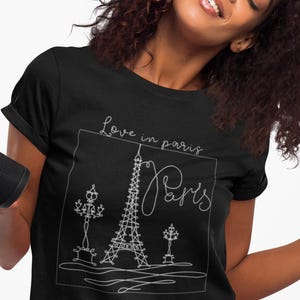 Maglietta Paris Love: maglietta grafica con la Torre Eiffel, romanticismo francese