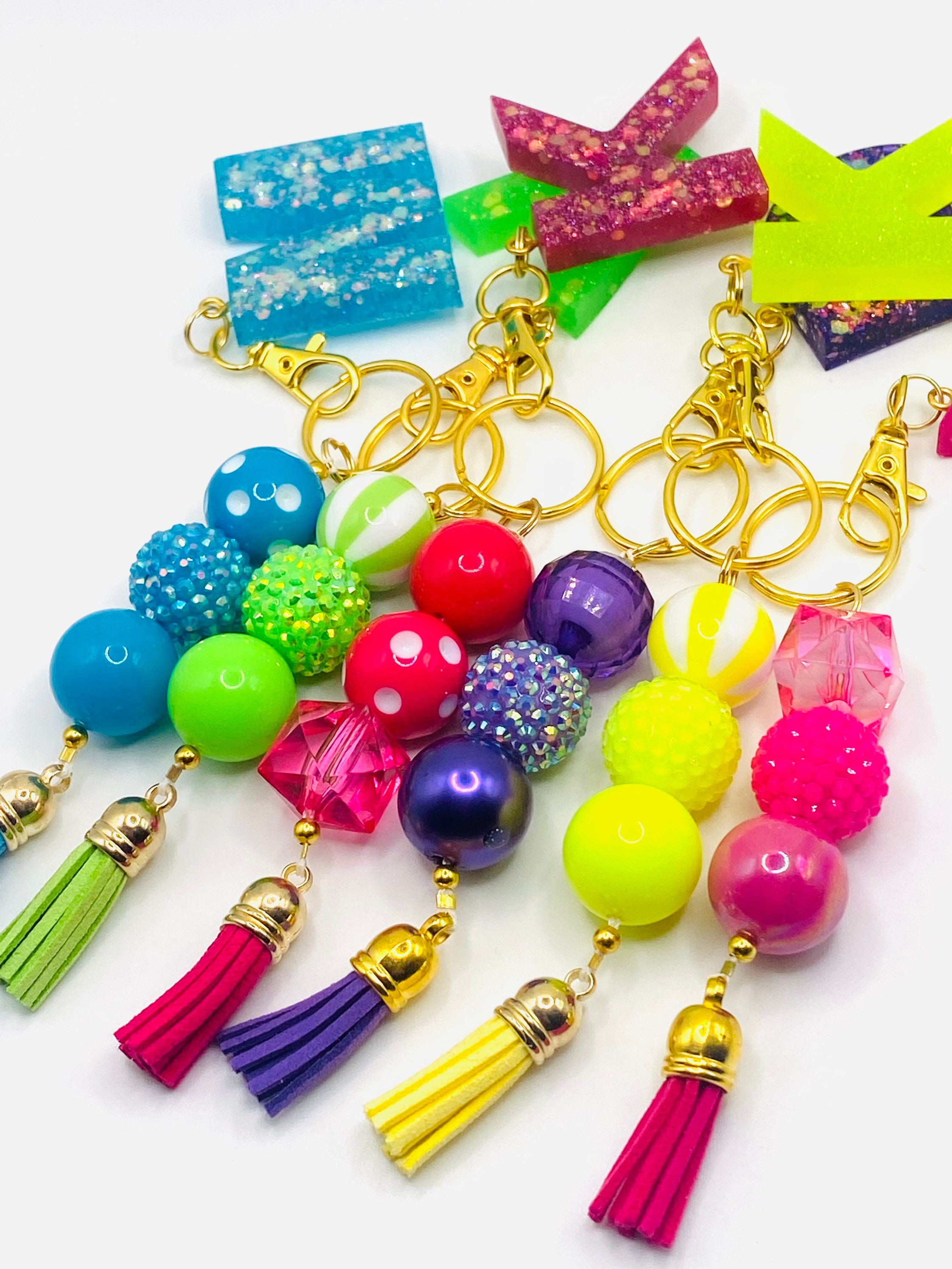 Custom Bubblegum Bead Keychain With No Initial Etsy