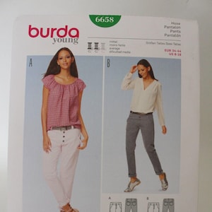 BURDA 6658 ~ New in Package ~ Uncut Pant Sewing Pattern ~ Size US 8-18 ~ EUR 34-44 ~ burda young paper pattern and instruction sheet