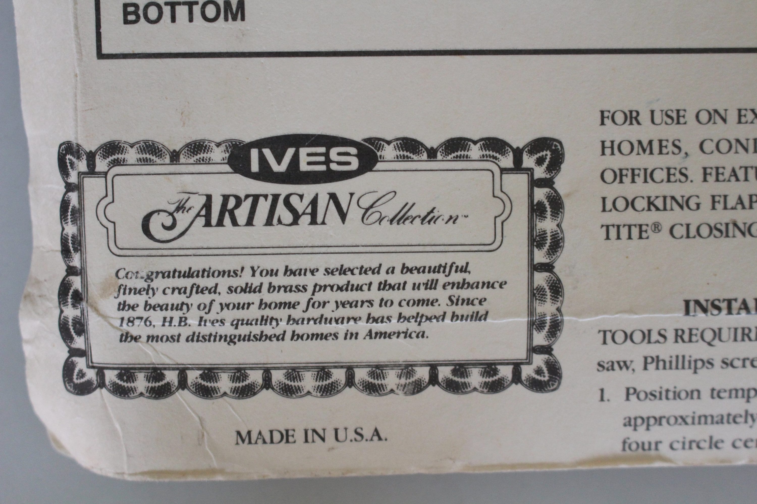 Mail Slot, Solid Brass IVES Co. Heavy and Polished, Exterior / Interior