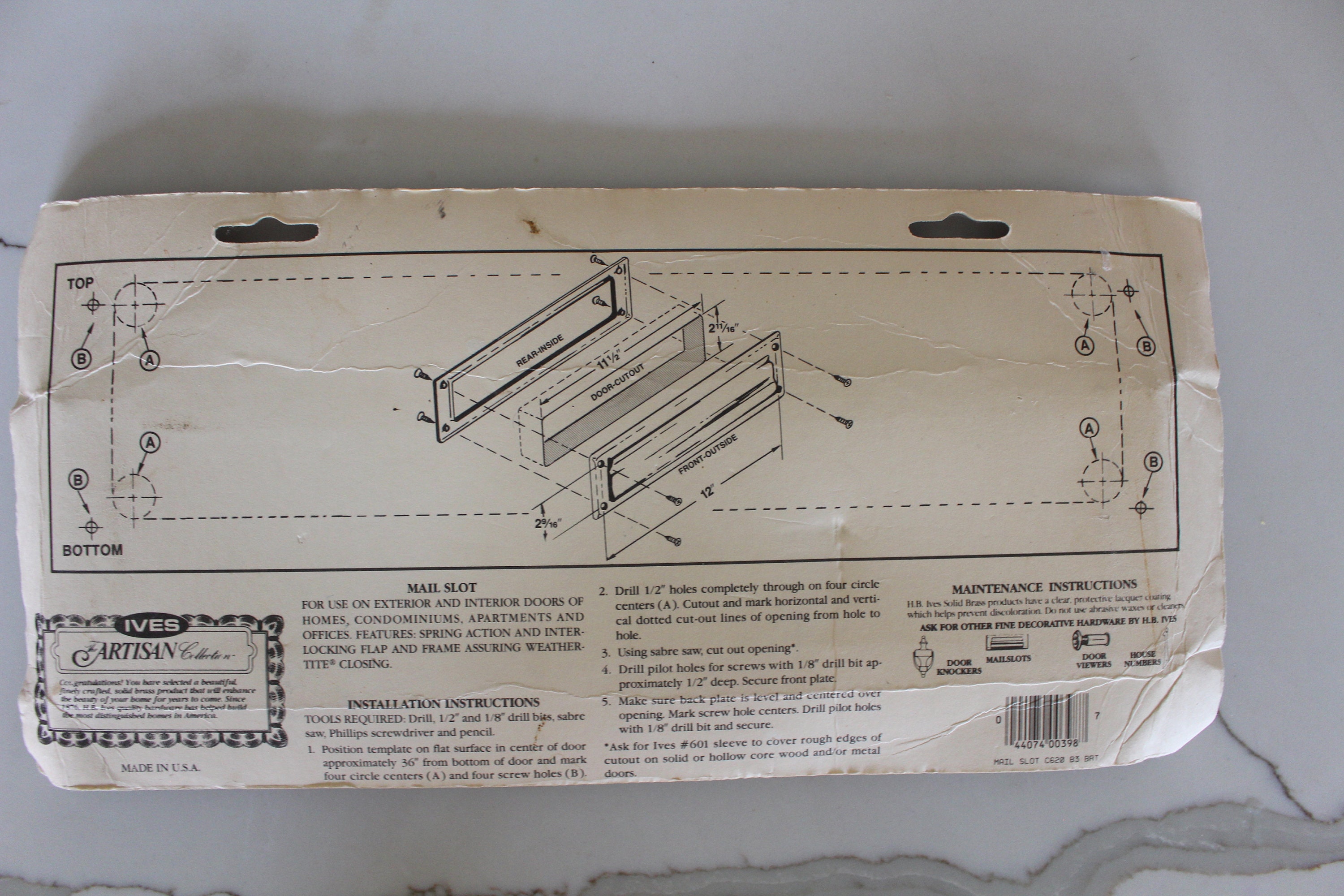 Mail Slot, Solid Brass IVES Co. Heavy and Polished, Exterior / Interior