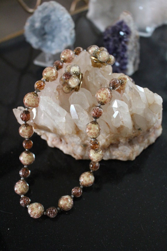 Glass Beads, Necklace & Earrings Venetian, Italy c