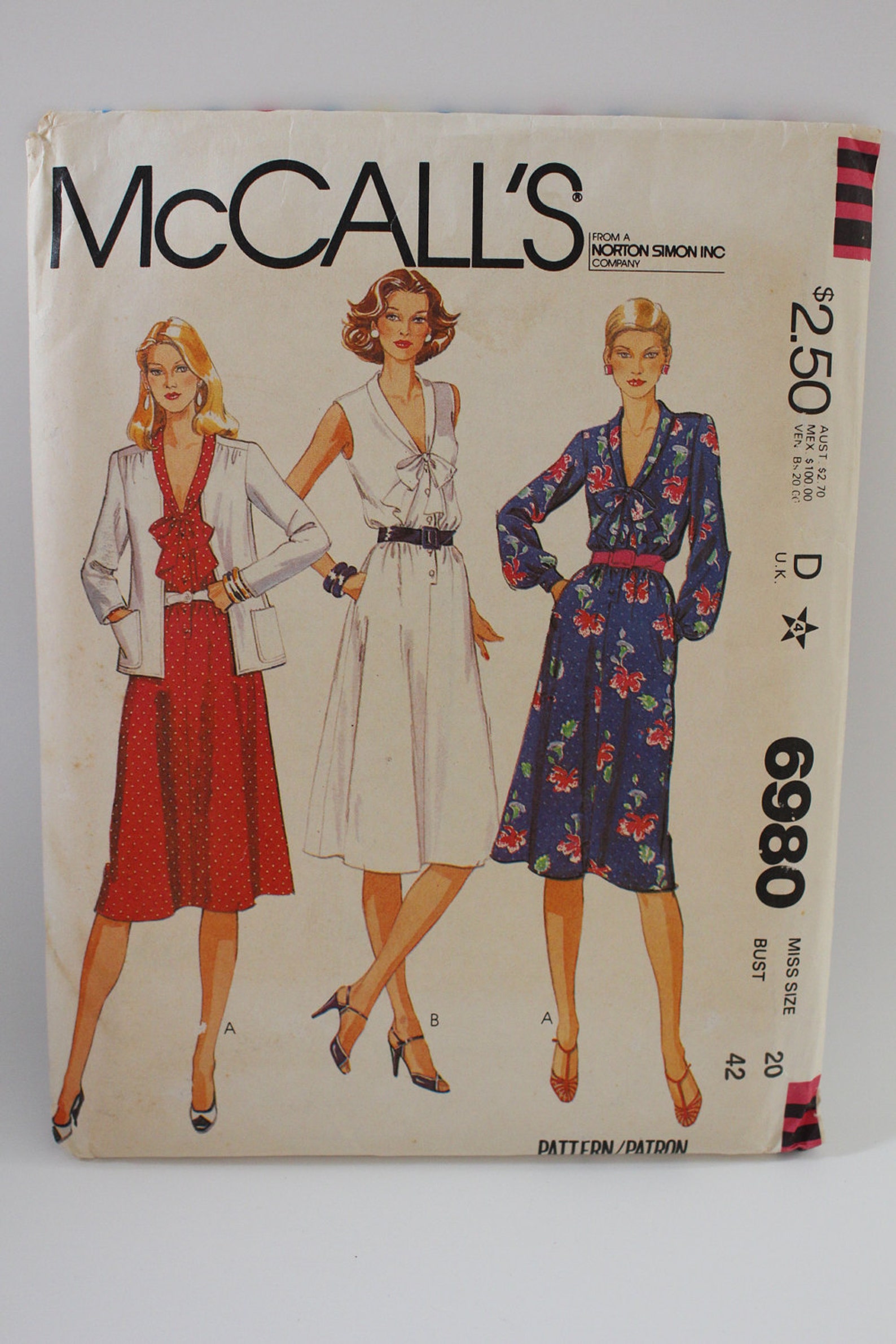 Mccall's Pattern 6980 Size 20 Bust 42 New in Etsy