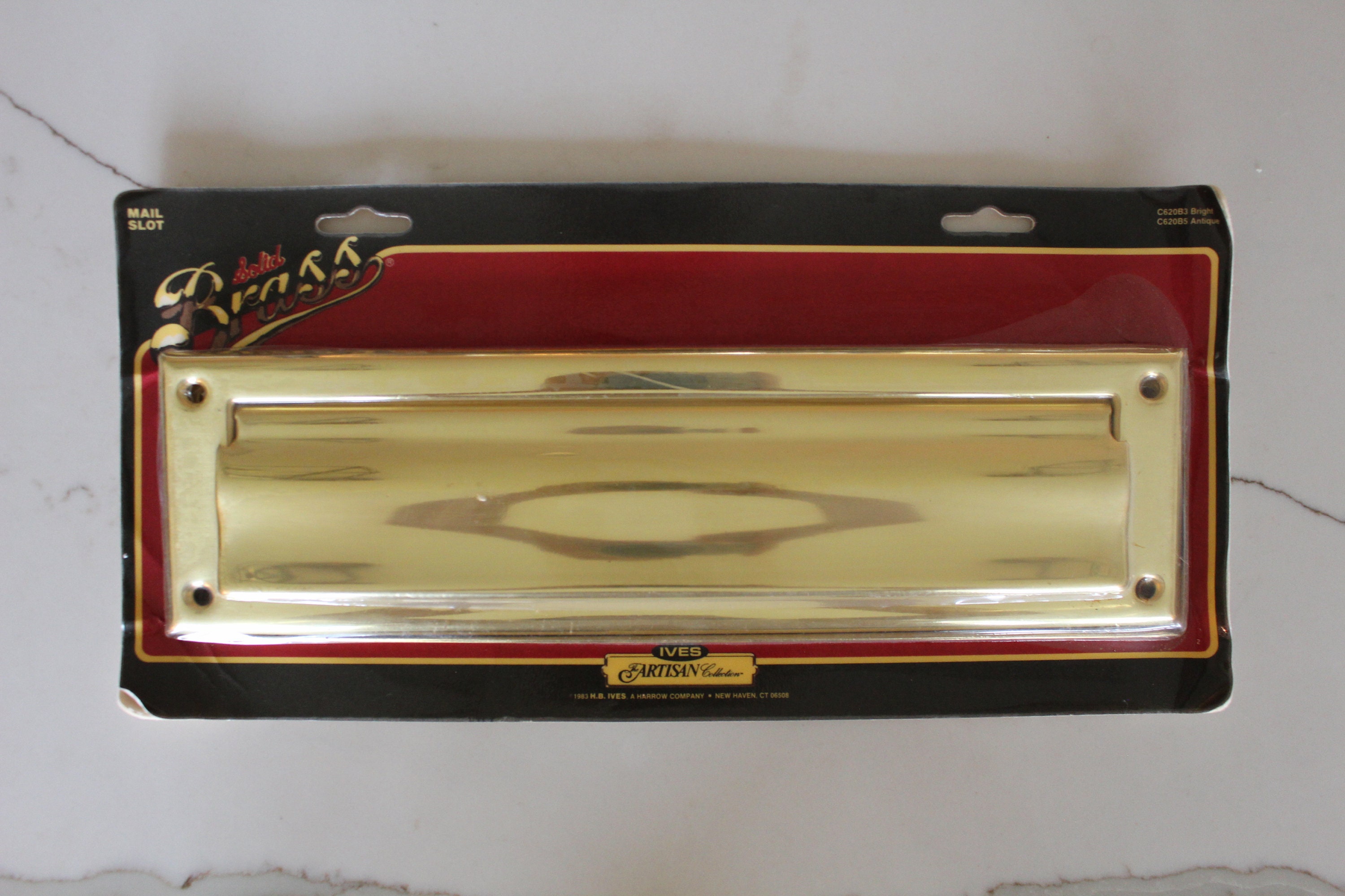 Mail Slot, Solid Brass IVES Co. Heavy and Polished, Exterior / Interior