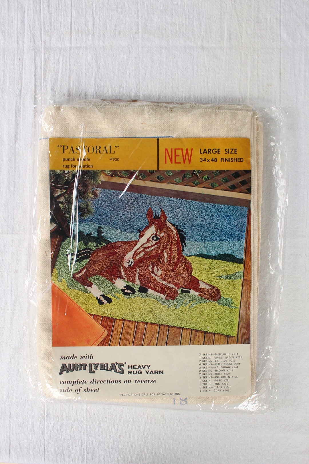Aunt Lydia's Punch Needle Rug Kit PASTORAL #930, Finished Size LARGE 34 ...