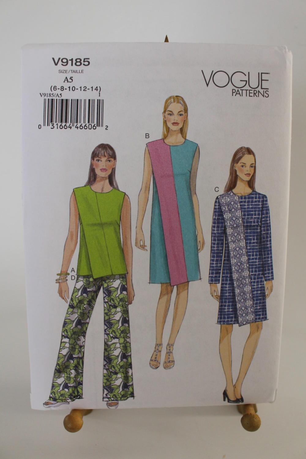 Vogue Pattern V9185 ~ Fitted, Lined Top & Dresses W/overlay