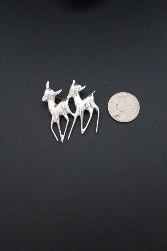Sterling Reindeer Brooch Vintage 925 Silver Pin  … - image 7