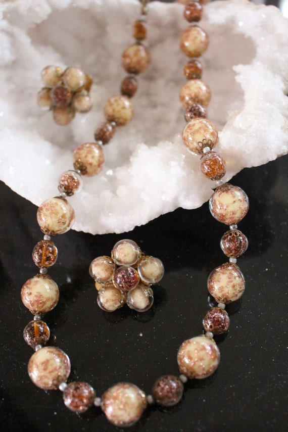 Glass Beads, Necklace & Earrings Venetian, Italy … - image 8