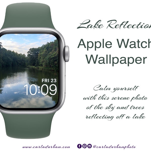 Lake Reflection: Apple Watch Wallpaper, Photograph of Trees, Sky and Peaceful Waters | Digital Download