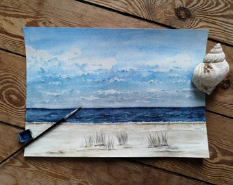 Strand in Dänemark, , Aquarell, Original