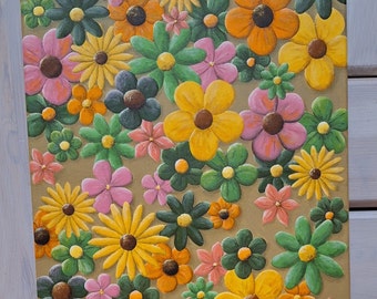 Colorful Sea of Flowers Original Acrylic Painting