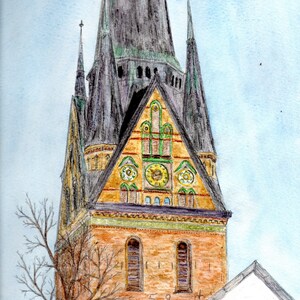 St. Nikolai Kirche Flensburg Druck Kunstdruck Flensburg Aquarell