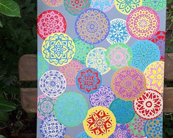 Bunte Mandalas Original Acrylmalerei