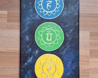 The Seven Chakras in the Cosmos Original Acrylic Painting