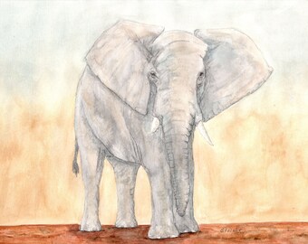 Elefant Krafttier Original Aquarellmalerei