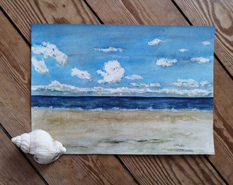 Nordsee-Strand in Dänemark, Aquarell, Original